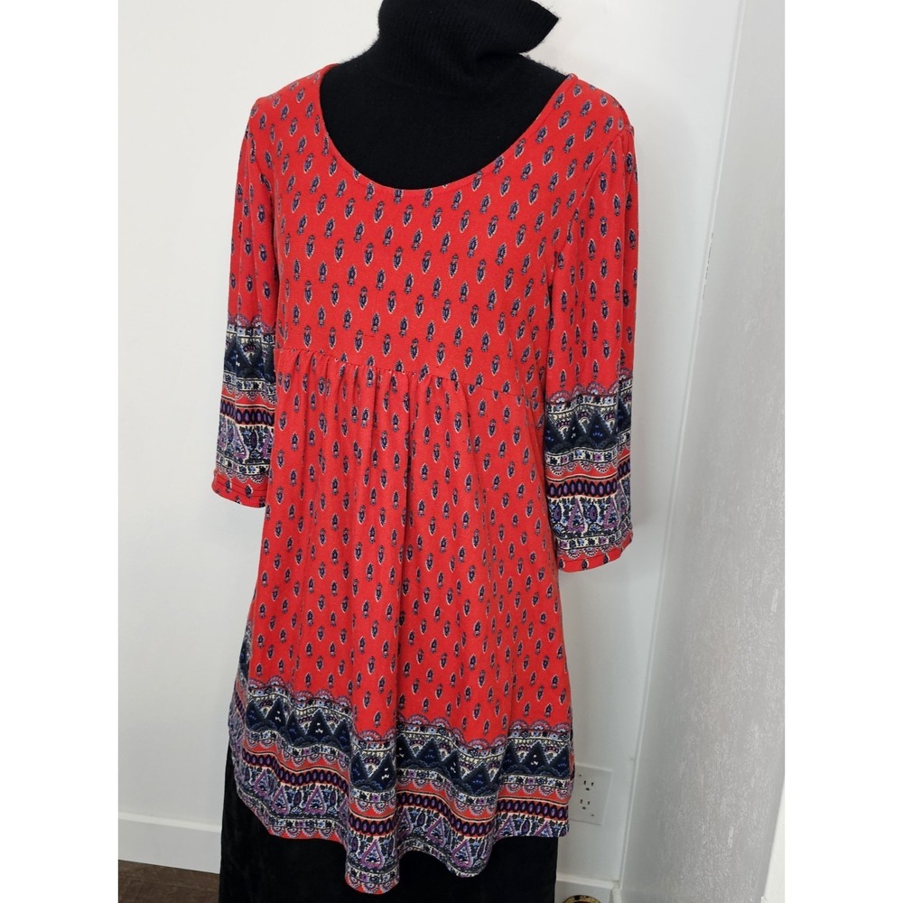 Reborn NWT Red Boho Peasant Mini Dress Large Festival